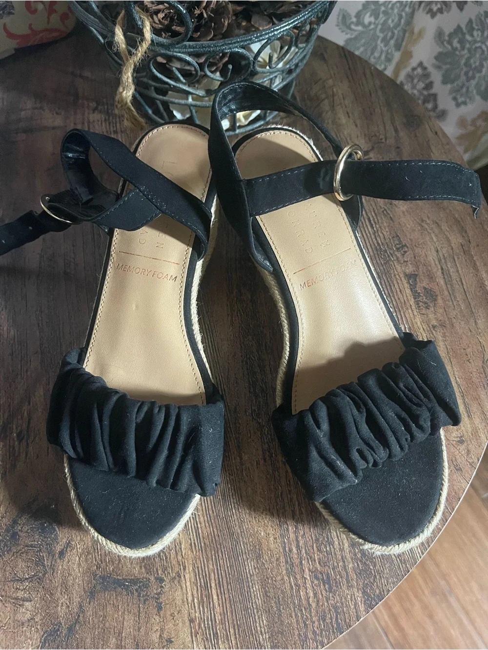Black Espadrille Wedge Sandals - Women's Summer Heels